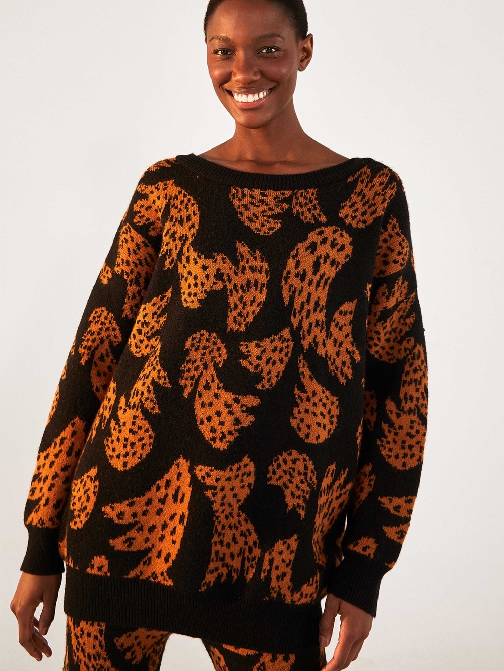 Farm Rio Bananica Intarsia Crewneck Sweater